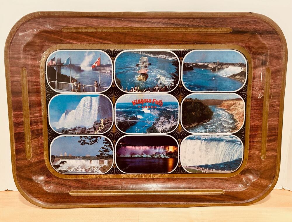Vintage Niagara Falls Canada Souvenir Tin Tray 9-View Metal Printers India 18"